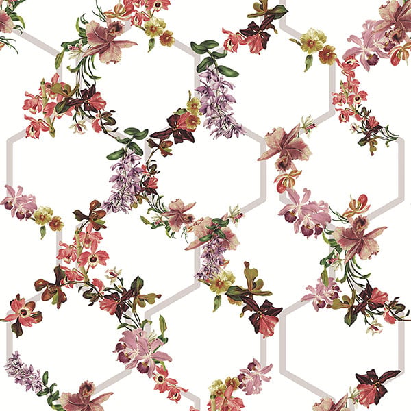 Galerie Wallpaper Product code: 12645 - Ted Baker Fantasia Wallpaper Collection - White Grey Pink Green Purple Colours -  