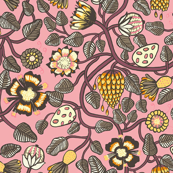 Galerie Wallpaper Product code: 23331 - Marimekko 5 Wallpaper Collection - Pink Mauve Yellow Brown Colours -  