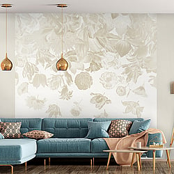 Galerie Wallcoverings Product Code 18004 - Tropical Wallpaper Collection - Almond Colours - Flower Rain Design