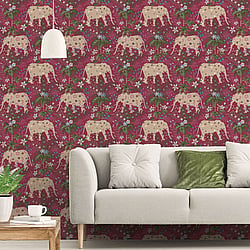 Galerie Wallcoverings Product Code 18548 - Into The Wild Wallpaper Collection - Red Colours - Elephant Design