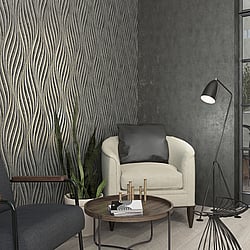 Galerie Wallcoverings Product Code 34264 - The New Design Book Wallpaper Collection - Black  Silver Colours - Wave Design