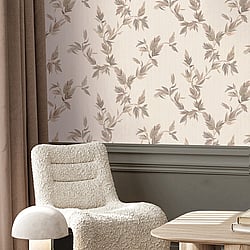 Galerie Wallcoverings Product Code 35918 - Ornamenta Wallpaper Collection - Grey Gold Colours - Thin Leaf Design