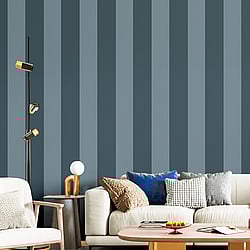 Galerie Wallcoverings Product Code 35966 - Ornamenta Wallpaper Collection - Blue Colours - Wide Stripe Design