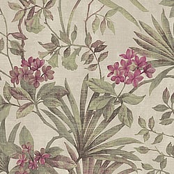 Galerie Wallcoverings Product Code 3708 - Tendenza Wallpaper Collection - Green Raspbery Beige Colours - Botanical Print Design