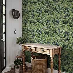 Galerie Wallcoverings Product Code 45730 - The Woods And Wicker Wallpaper Collection - Green Colours - Trees Design