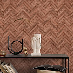 Galerie Wallcoverings Product Code 45763 - The Bricks And More Wallpaper Collection - Red Colours - Brick Herringbone Design