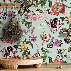 Galerie Wallcoverings Product Code 47459 - The New Design Book Wallpaper Collection - Green, Rose Colours - Floral Rhapsody Design