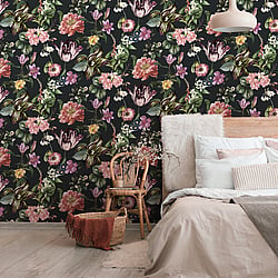 Galerie Wallcoverings Product Code 47460 - The New Design Book Wallpaper Collection - Schwarz, Rose, Green Colours - Floral Rhapsody Design