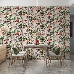 Galerie Wallcoverings Product Code 47461 - Flora Wallpaper Collection - Beige, Rose, Green Colours - Floral Rhapsody Design