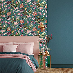 Galerie Wallcoverings Product Code 47462 - The New Design Book Wallpaper Collection - Grey, Blue, Green, Rose Colours - Cherry Blossom Design