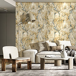 Galerie Wallcoverings Product Code 49356 - Stratum Wallpaper Collection - gold blue Colours - Marmo Design