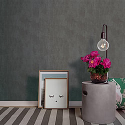 Galerie Wallcoverings Product Code 59313 - New Textures Wallpaper Collection - Black Grey Colours - Concrete Design