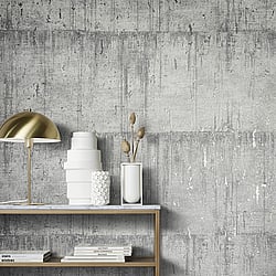 Galerie Wallcoverings Product Code 95027 - Air Wallpaper Collection - Grey Colours - This aged concrete effect wallpaper is the perfect choice if you want to bring a room up to date in a dramatic way. With a subtle emboss to create some structural depth, it comes in an on-trend silver grey colourway. Drawing on the textures of, and resembling the stippled texture of ancient plasterwork or faded limestone, this unusual wallpaper will be a warming welcome to your home. This will be perfect on all four walls or can be accompanied by a complementary wallpaper. Design