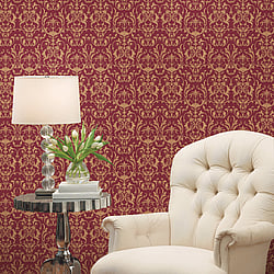 Galerie Wallcoverings Product Code 95505 - Ornamenta Wallpaper Collection - Red Gold Colours - Toscano Damask Design