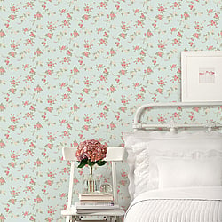 Galerie Wallcoverings Product Code AB27659 - Abby Rose 3 Wallpaper Collection - Turquoise Red Green Colours - Chic Rose Design