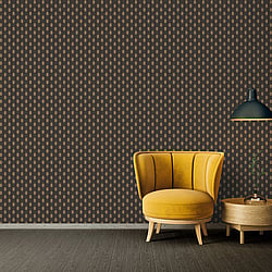 Galerie Wallcoverings Product Code AC60022 - Absolutely Chic Wallpaper Collection - Brown Metallic Black Colours - Art Deco Style Geometric Motif Design