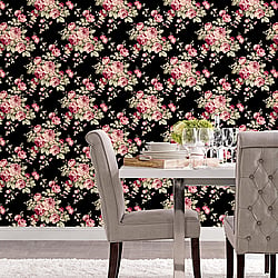 Galerie Wallcoverings Product Code AF37700 - Abby Rose 4 Wallpaper Collection - Black Plum Pink Colours - Grand Floral Design