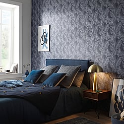 Galerie Wallcoverings Product Code AM30013 - Amazonia Wallpaper Collection - Blue Silver Colours - Quill Design