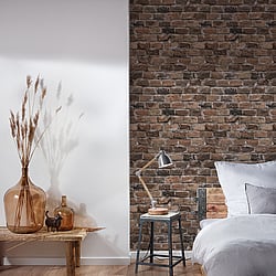 Galerie Wallcoverings Product Code BB51116 - Bricks And More Wallpaper Collection - Brown Grey Colours - Brickshire Residents Motif Design