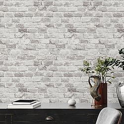 Galerie Wallcoverings Product Code BB51118 - Bricks And More Wallpaper Collection - Grey White Colours - Brickshire Residents Motif Design