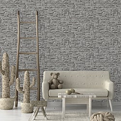 Galerie Wallcoverings Product Code BB51125 - Bricks And More Wallpaper Collection - Grey Colours - Stone Symphony Motif Design