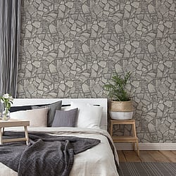 Galerie Wallcoverings Product Code BB51140 - Bricks And More Wallpaper Collection - Grey Colours - Petrified Paradise Motif Design