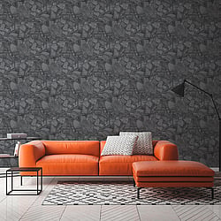 Galerie Wallcoverings Product Code BB51141 - Bricks And More Wallpaper Collection - Grey Black Colours - Petrified Paradise Motif Design