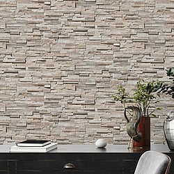 Galerie Wallcoverings Product Code BB51151 - The Bricks And More Wallpaper Collection - Beige Brown Grey Colours - Graceful Granite Motif Design