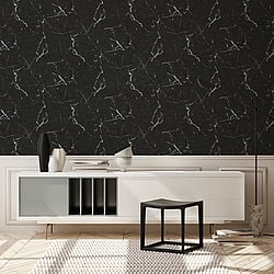 Galerie Wallcoverings Product Code BB51157 - Bricks And More Wallpaper Collection - Grey Metallic Black Colours - Luxurious Marble Motif Design