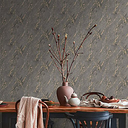 Galerie Wallcoverings Product Code BB51159 - Bricks And More Wallpaper Collection - Metallic Black Colours - Luxurious Marble Motif Design