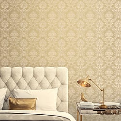 Galerie Wallcoverings Product Code CI38212 - Classic Silks 4 Wallpaper Collection - Gold Colours - Document Damask Design