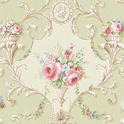 Galerie Wallcoverings Product Code CI38232 - Classic Silks 4 Wallpaper Collection - Green Pink Blue Colours - Ornamental Floral Design