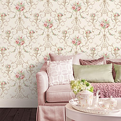 Galerie Wallcoverings Product Code CI38233 - Classic Silks 4 Wallpaper Collection - Pink Blue Colours - Ornamental Floral Design