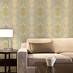 Galerie Wallcoverings Product Code CI38264 - Classic Silks 4 Wallpaper Collection - Blue, Beige Colours - String Damask Design