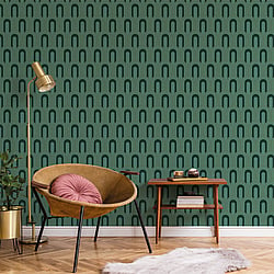 Galerie Wallcoverings Product Code CM27033 - Botanica Wallpaper Collection - Green Colours - Retro Arch Design