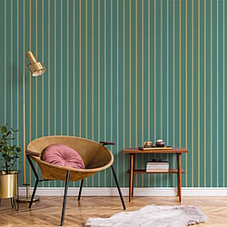 Galerie Wallcoverings Product Code CM27055 - Botanica Wallpaper Collection - Green Colours - Classic Stripe Design