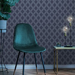 Galerie Wallcoverings Product Code DA23265 - Luxe Wallpaper Collection - Blue Colours - Luxe Trellis Design