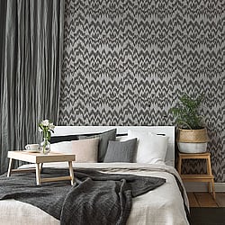 Galerie Wallcoverings Product Code ES31117 - Escape Wallpaper Collection - Grey, Silver, Black Colours - Glitter Chevron Design