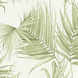 Galerie Wallcoverings Product Code ES31132 - Escape Wallpaper Collection - Green, White Colours - Palm Leaves Design