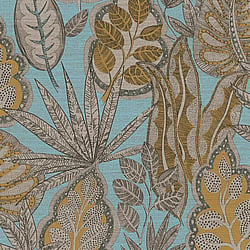 Galerie Wallcoverings Product Code FL61114 - Flourish Wallpaper Collection - Beige/Blue Colours - Grafic Leaves Motif Design