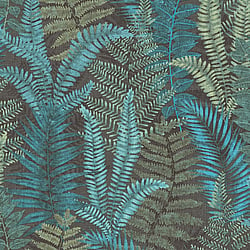 Galerie Wallcoverings Product Code FL61118 - Flourish Wallpaper Collection - Blue/Green Colours - Fern Leaves Motif Design