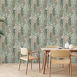 Galerie Wallcoverings Product Code FL61119 - Flourish Wallpaper Collection - Brown/Cream Colours - Fern Leaves Motif Design