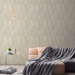 Galerie Wallcoverings Product Code FS72039 - Fusion Wallpaper Collection - Cream Grey White Colours - Geo Point Wood Effect Motif Design