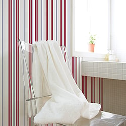 Galerie Wallcoverings Product Code G23066 - Deauville 2 Wallpaper Collection - Red Navy Blue White Colours - Two Colour Stripe Design