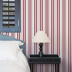 Galerie Wallcoverings Product Code G23066 - Deauville 2 Wallpaper Collection - Red Navy Blue White Colours - Two Colour Stripe Design