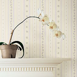 Galerie Wallcoverings Product Code G23223 - Floral Themes Wallpaper Collection - Lilac Beige Colours - Floral Stripe Design