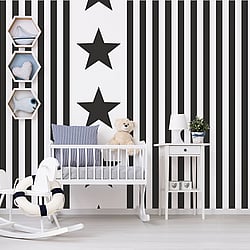 Galerie Wallcoverings Product Code G23337 - Deauville 2 Wallpaper Collection - Black White Colours - Regency Stripe Design