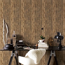 Galerie Wallcoverings Product Code G45346 - Grunge Wallpaper Collection - Brown Colours - Wood Design