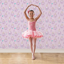 Galerie Wallcoverings Product Code G56507 - Just 4 Kids 2 Wallpaper Collection - Lilac Blue Colours - Ballerinas Design