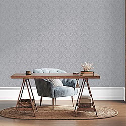 Galerie Wallcoverings Product Code G68090 - Special FX 2 Wallpaper Collection - Pearl, Silver, White Colours - Special Damask Design